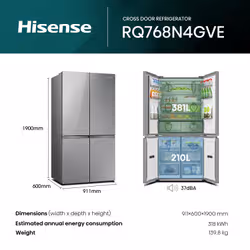 Hisense RQ768N4GVE frigorifero side-by-side Libera installazione 591 L E Argento - Vista aggiuntiva 5