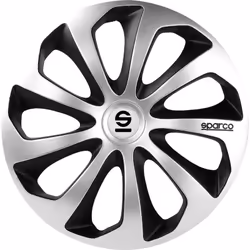 SPARCO Set 4 copricerchi 16" pollici copriruota auto Sicilia SPC1673SVBK argento nero