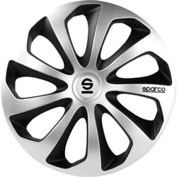 Set 4 copricerchi 16' pollici copriruota auto Sicilia SPC1673SVBK argento nero