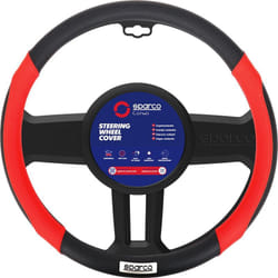 Sparco - Coprivolante SPC1113 auto universale rosso e nero con dettagli traforati