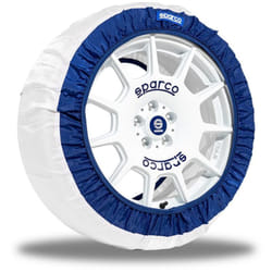 Sparco - Set da 2 pezzi di calze da neve per gomme in tessuto bianco silenziose e senza vibrazioni Taglia xl
