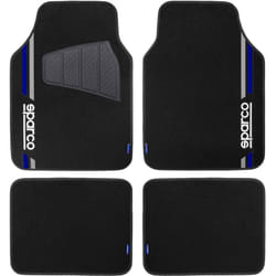 Sparco - Set 4 tappetini neri e blu universali 2 anteriori con logo e 2 posteriori per auto
