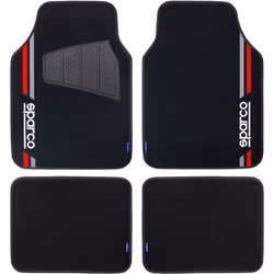 SPARCO Sparco Set 4 tappetini neri e rossi universali 2 anteriori con logo e 2 posteriori per auto