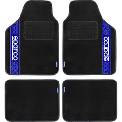 Sparco - Set 4 tappetini neri e blu universali 2 anteriori con logo e 2 posteriori per auto in moquette