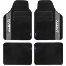 SPARCO Sparco Set 4 tappetini neri e grigi universali 2 anteriori con logo e 2 posteriori per auto in moquette