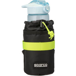 Sparco - Porta borraccia giallo per bicicletta in microfibra con lamina di alluminio e tasca porta oggetti esterna
