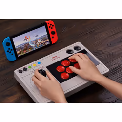 8Bitdo Arcade Stick Grigio Bluetooth/USB Joystick Analogico/Digitale Nintendo Switch, Nintendo Switch Lite, PC - Vista aggiuntiva 4