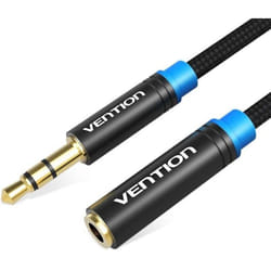Cavode prolunga de audiode con connettore de nylon de 3,5 mm - Nero metallico - ---Venzione - 2m