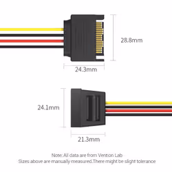 Vention KDABY cavo SATA 0,3 m SATA a 15 pin Nero - Vista aggiuntiva 2