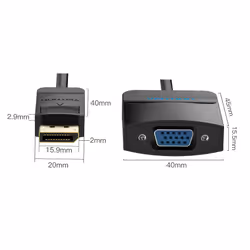 Vention HBFBB cavo e adattatore video 0,15 m DisplayPort VGA (D-Sub) Nero - Vista aggiuntiva 4