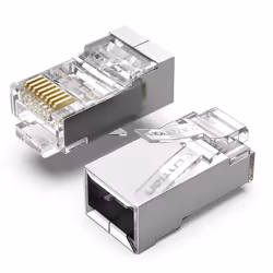 Vention IDAR0-10, RJ-45, Argento, Trasparente, Maschio, Dritto, Metallo, Cat5e
