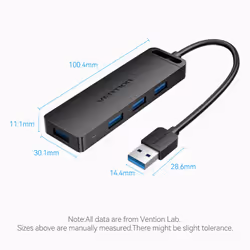 Vention CHLBD hub di interfaccia USB 3.2 Gen 1 (3.1 Gen 1) Type-A 5000 Mbit/s Nero - Vista aggiuntiva 5
