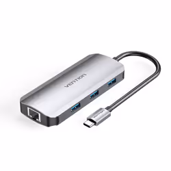 Vention TOHHB, Cablato, USB 3.2 Gen 1 (3.1 Gen 1) Type-C, 100 W, 10,100,1000 Mbit/s, Argento, 5 Gbit/s