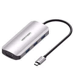 Vention TOIHB, Cablato, USB 3.2 Gen 1 (3.1 Gen 1) Type-C, 100 W, Argento, 5 Gbit/s, 4K Ultra HD