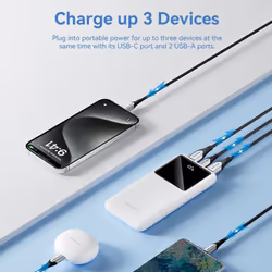 Vention Powerbank, ventiliacija, FHKW0, 10000 mAh, mikro USB, USB-C, 2xUSB-A, Bianco - Vista aggiuntiva 3