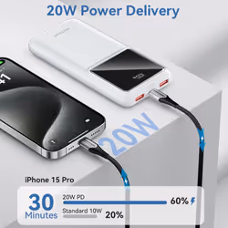 Vention Powerbank, ventiliacija, FHKW0, 10000 mAh, mikro USB, USB-C, 2xUSB-A, Bianco - Vista aggiuntiva 5