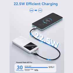 Vention Powerbank, ventiliacija, FHKW0, 10000 mAh, mikro USB, USB-C, 2xUSB-A, Bianco - Vista aggiuntiva 6