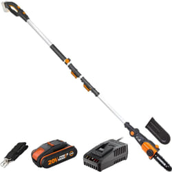 Potatore/sega a catena su asta telescopica 20V - 2Ah - WG349E -⌀ 20 cm (Altezza di taglio 4m, fornito con batteria e caricabatterie, imbracatura,