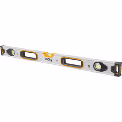 Livella magnetica in alluminio da 100 cm di lunghezza. Dispone di 3 fiale/bolle (45°,90°,180°) accurate da 0.5 mm/mt e 4 magn ...