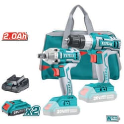 Total - avvitatore+avvitatore a massa battente 1/2'+2 batterie litio 20V+ACCESSORI