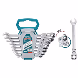 Set 8 Chiavi a Cricchetto Flessibili TOTAL CARATTERISTICHE:Set da 8 chiavi a cricchetto flessibili: Chiave in Cr-V Cricchetto ...