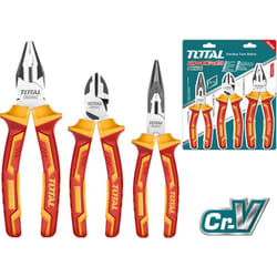 SET 3 PINZE ISOLATE PINZA COMBINATA PUNTA BECCHI LUNGHI TRONCHESE Cr-V TOTAL