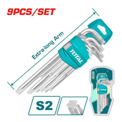 Serie 9pz chiavi maschio torx piegate extra lunghe T10-T50 Cr-V Total