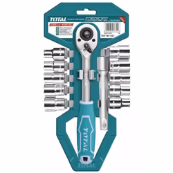 Set da 12 chiavi a bussola da 1/2" Include: 10 bussole da 10, 11, 12, 13, 14, 15, 17, 19, 21, 24mm 1 cricchetto a rilascio ra ...