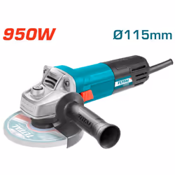 Smerigliatrice angolare 950 W TOTAL CARATTERISTICHE: Tensione: 220-240 V~50/60 Hz Potenza in ingresso: 950 W Velocità a vuoto ...