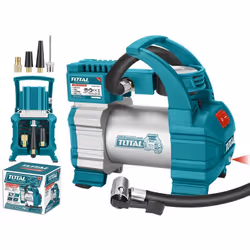 Mini Compressore 12V 140 psi TOTAL CARATTERISTICHE: Alimentazione: 12V Corrente nominale: 10A Pressione massima: 140PSI (10Ba ...