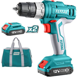 Total - trapano avvitatore a batteria 12 v - 25 Nm + 2 batterie