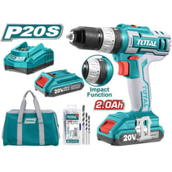 Total - Trapano a Percussione, 2 Batterie, 50 Accessori, Borsa - 45 Nm