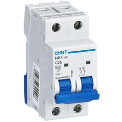 Chint - Interruttore magnetotermico 2 moduli din 2p 63a 400v curva c - 180347