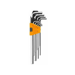 Chiavi esagonali a braccio lungo Kit da 9 pz misure da 1,5 a 10 mm brugole Ingco