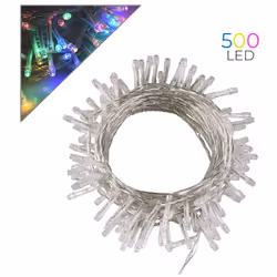 CATENA LUMINOSA LED 500 LUCI MULTICOLORE 25M CON CONTROLLER 8 FUNZIONI DI ILLUMINAZIONE - IDEALE PER ESTERNO IP44 Illumina le ...