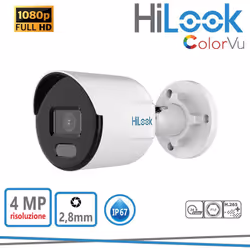 Hikvision HWI-B149H Hiwatch series .Telecamera bullet IP Color Vu HD+ 4Mpx 2.8mm visione a colori h.265+ Poe IP67 Specifiche ...