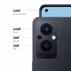 OPPO Reno RENO8 Lite Smartphone, AI Tripla fotocamera 64+2+2MP, RAM 8GB(Esp 10GB/11GB/13GB) + ROM 128GB espand.(1TB), Cosmic Black