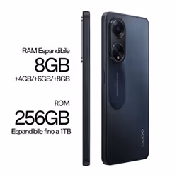OPPO A98 Smartphone, AI Tripla fotocamera 64+2+2MP, Display 6.72” 120HZ LDC FHD+, RAM 8(Esp 4GB/6GB/8GB)+ROM 256 GB (esp1TB), IPX4, Cool Black - Vista aggiuntiva 6