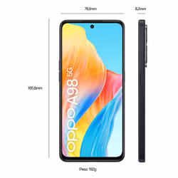 OPPO A98 Smartphone, AI Tripla fotocamera 64+2+2MP, Display 6.72” 120HZ LDC FHD+, RAM 8(Esp 4GB/6GB/8GB)+ROM 256 GB (esp1TB), IPX4, Cool Black - Vista aggiuntiva 7