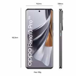OPPO Reno 10 PRO 5G, AI Tripla fotocamera 50+32+8MP, , RAM 12GB (Esp.24GB) + ROM 256GB, Colore Silvery Grey - Vista aggiuntiva 6