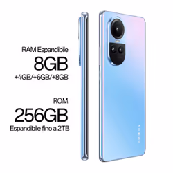 OPPO Reno RENO10 5G, AI Tripla fotocamera 64+32+8MP, RAM 8 GB (Esp. fino 16GB) + ROM 256GB, Colore Ice Blue - Vista aggiuntiva 6