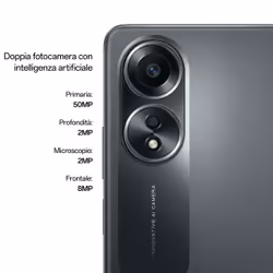 OPPO A58 4G Smartphone, AI Doppia fotocamera 50+2MP, Selfie 8MP, Display 6.72” 60HZ LCD FHD+, RAM 6 (Esp 2GB/4GB/6GB)+ROM 128GB (esp1TB), IP54, Glowing Black