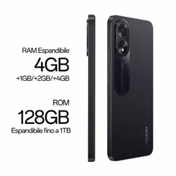 OPPO A18 Smartphone, AI Doppia fotocamera 8+2MP, RAM 8 GB (4+4) + ROM 128GB, IP54, Glowing Black - Vista aggiuntiva 4