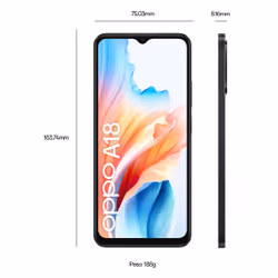 OPPO A18 Smartphone, AI Doppia fotocamera 8+2MP, RAM 8 GB (4+4) + ROM 128GB, IP54, Glowing Black - Vista aggiuntiva 5