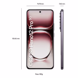 OPPO Reno12 Pro AI Smartphone, Tripla fotocamera 50+50+8MP, Display 6.7” 120HZ AMOLED FHD+, RAM 24 GB (12+12) + ROM 512GB, Nebula Black - Vista aggiuntiva 7