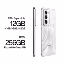 OPPO Reno12 AI Smartphone, Tripla fotocamera 50+8+2MP, Display 6.7” 120HZ AMOLED FHD+, RAM 24 GB (12+12) + ROM 256GB, Astro Silver - Vista aggiuntiva 6