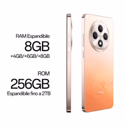 OPPO Reno12 F AI Smartphone, Tripla fotocamera 50+8+2MP, RAM 16 GB (8+8) + ROM 256GB, Amber Orange - Vista aggiuntiva 6