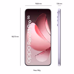 OPPO Reno13 Pro AI Smartphone, Tripla fotocamera 50+50+8MP, Selfie 50MP, Display 6.83” 120HZ AMOLED FHD+, , RAM 12GB(Esp4GB/8GB/12GB)+ROM 512GB, , Plume Purple - Vista aggiuntiva 6