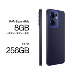 OPPO Reno13 F AI Smartphone, Tripla fotocamera 50+8+2MP, Selfie 32MP, Display 6.67” 120HZ AMOLED FHD+, , RAM 8GB(Esp4GB/6GB/8GB)+ROM 256GB, , Luminous Blue - Vista aggiuntiva 5