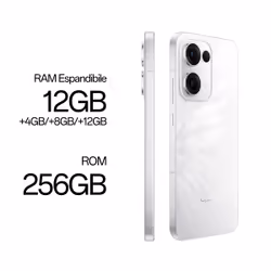 OPPO Reno13 AI Smartphone, Tripla fotocamera 50+8+2MP, Selfie 50MP, Display 6.59” 120HZ AMOLED FHD+, , RAM 12GB(Esp4GB/8GB/12GB)+ROM 256GB, , Plume White - Vista aggiuntiva 5